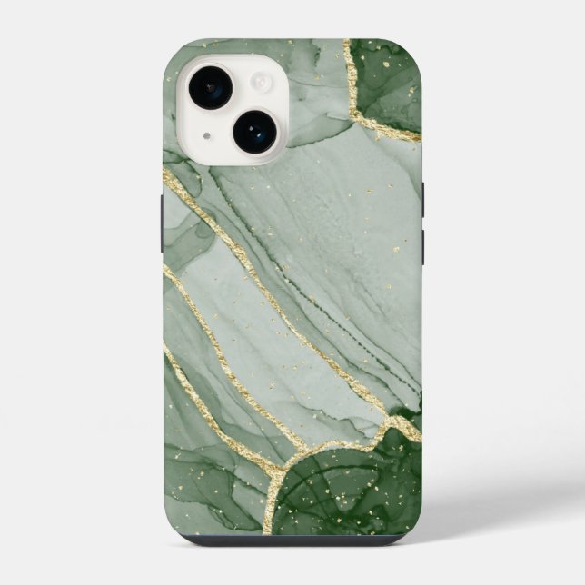 Classy Green Gold Marble Pattern iPhone / Android Case (Back)