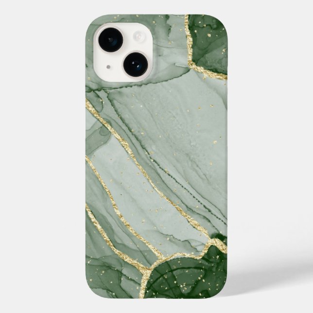 Classy Green Gold Marble Pattern iPhone / Android Case-Mate iPhone Case (Back)