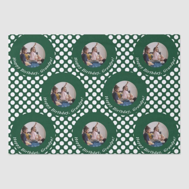 Classy Green Polka Dot Pattern Birthday Tissue Paper (Front)