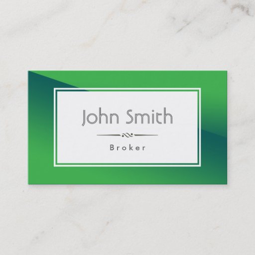 Customizable Classy Green Real Estate Broker Business Card