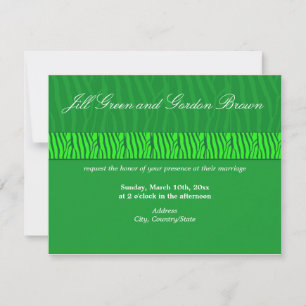 Classy Green Zebra Pattern Wedding Invitation