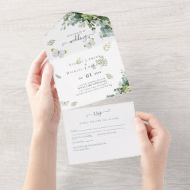 Classy Greenery Foliage Wedding Invitations Budget