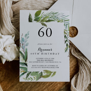 Classy Greenery Tropical 60th Birthday Party Invitation