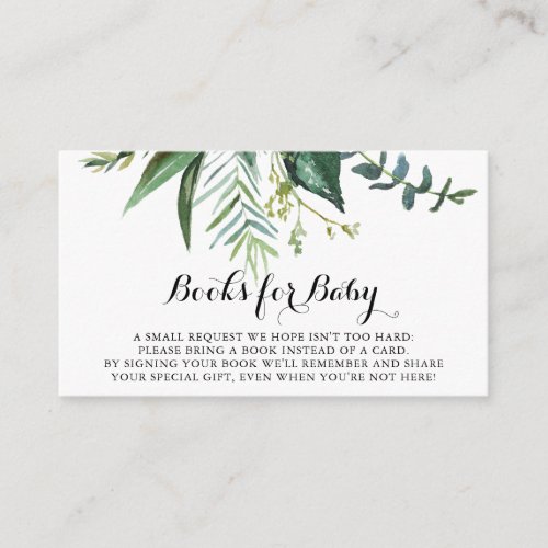 Classy Greenery Tropical Baby Shower Book Request Enclosure Card