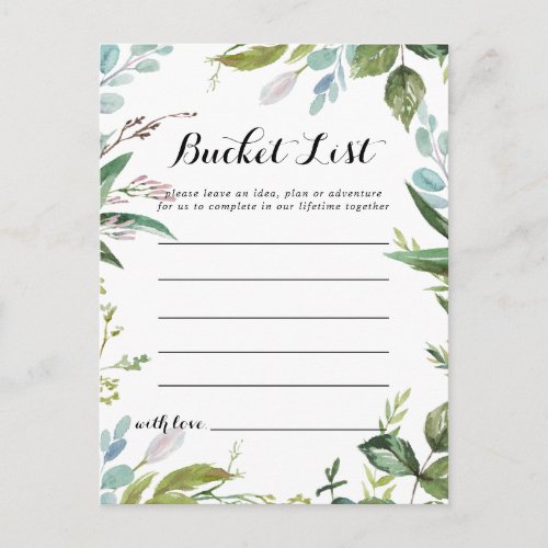 Classy Greenery Tropical Leaves Bucket List Cards