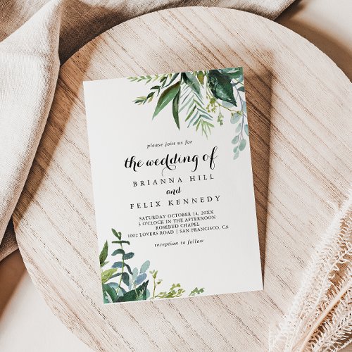 Classy Greenery Tropical Leaves The Wedding Of Invitation