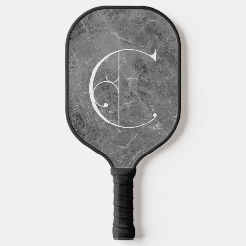 Classy Grey Marble Decorative C Personalized  Pickleball Paddle