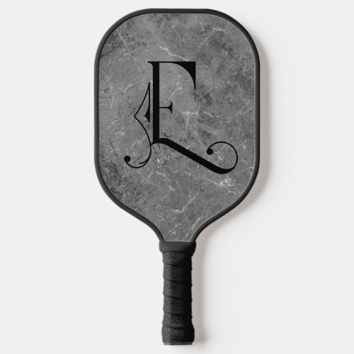 Classy Grey Marble Decorative E Personalized  Pickleball Paddle