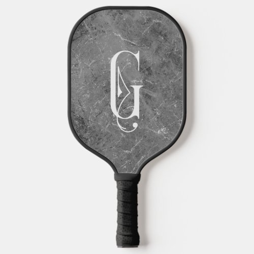 Classy Grey Marble Decorative G Personalized  Pickleball Paddle