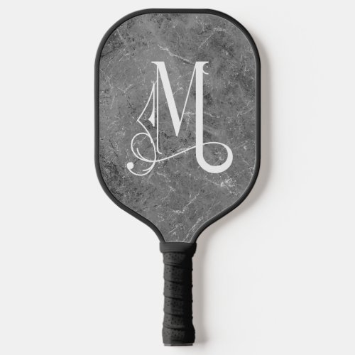 Classy Grey Marble Decorative M Personalized  Pickleball Paddle