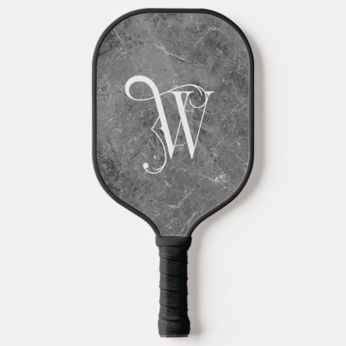 Classy Grey Marble Decorative W Personalized  Pickleball Paddle