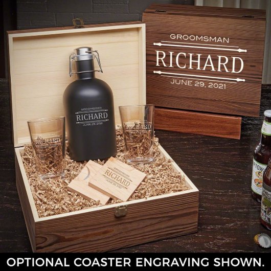 Classy Groomsman Set w/ Beer Glasses & Growler (Open)