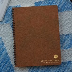 Classy Grown Leather Texture Monogram Initials Notebook