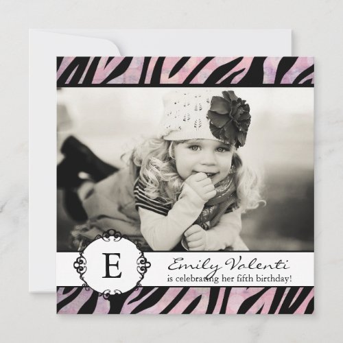 Classy Grunge Zebra Birthday Party Invitation