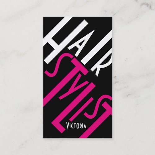 Classy Hair Stylist Fuchsia Black and White Busin Business Card