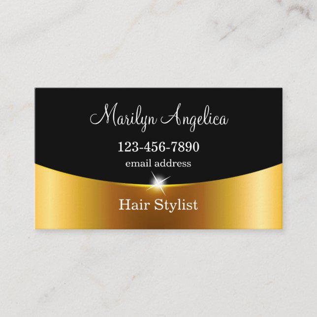 Classy Hair Stylist Simple Glitzy Business Cards (Front)