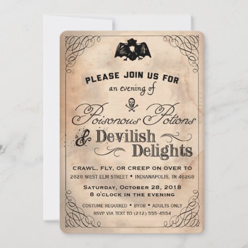 Classy Halloween Vintage Devilish Delights Invite