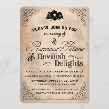 Classy Halloween Vintage Devilish Delights Invite