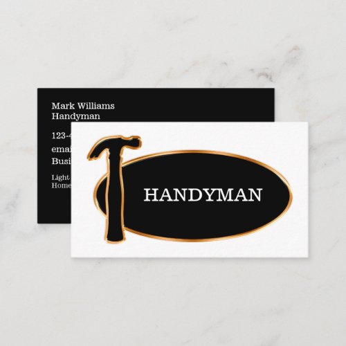 Classy Hammer Emblem Handyman Business Cards