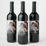 Classy Hand Written Christmas Wine Gift Wine Label<br><div class="desc">Elegant Christmas Label for wine with your custom photo.
Photo by freepick</div>