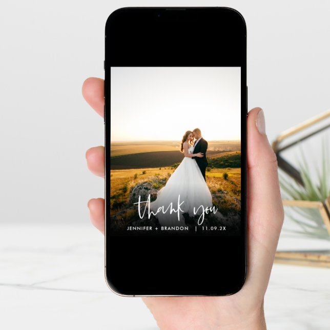 Classy Hand Written Thank you | Wedding Photo Card (Front Digital)