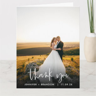 Classy Hand Written Thank you Wedding Photo Card