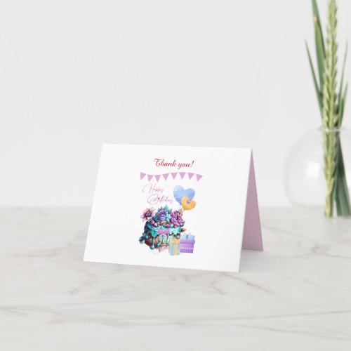 Classy Happy Birthday Cake Balloons Gifts Thank You Card