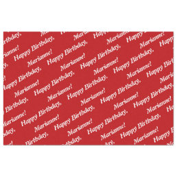 Classy Happy Birthday Name Red Tissue Paper