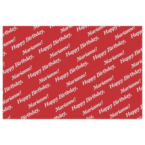 Classy Happy Birthday Name Red Tissue Paper