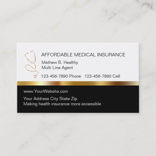 Customizable Classy Health Insurance Business Cards