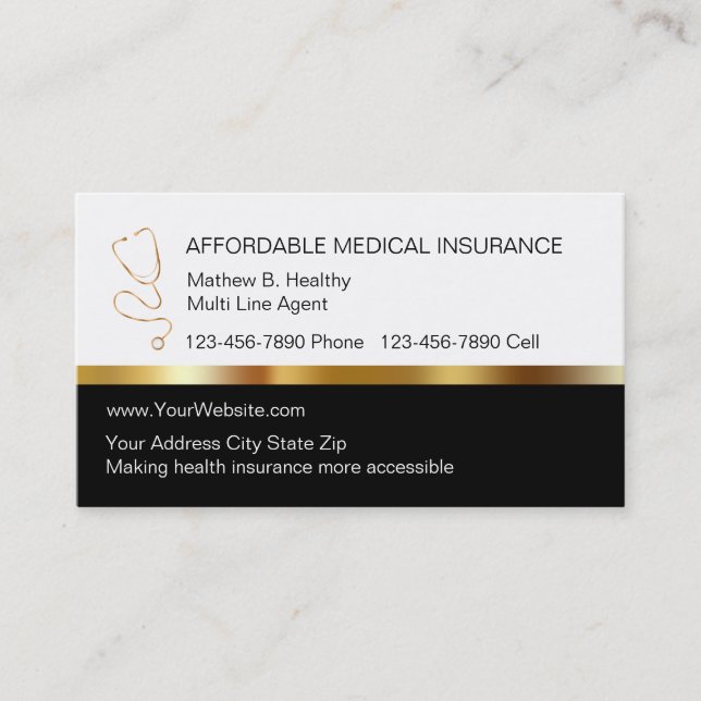 Classy Health Insurance Business Cards (Front)