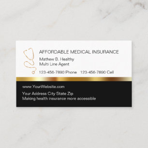 Classy Health Insurance Business Cards