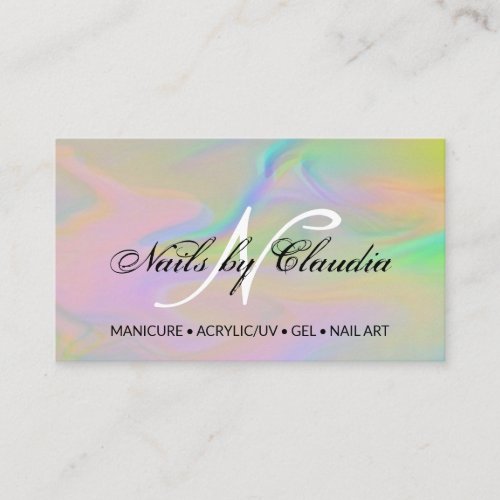 Classy holographic glitter elegant script  busines business card