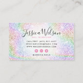 Classy holographic rainbow glitter elegant script business card (Back)