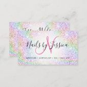 Classy holographic rainbow glitter elegant script business card (Front/Back)