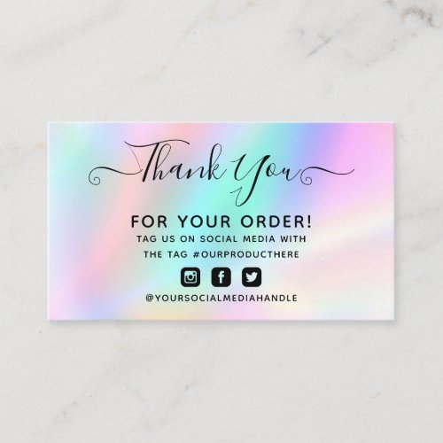 Classy holographic thank you elegant business card