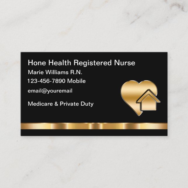 Classy Home Health Registered Nurse Business Card (Front)