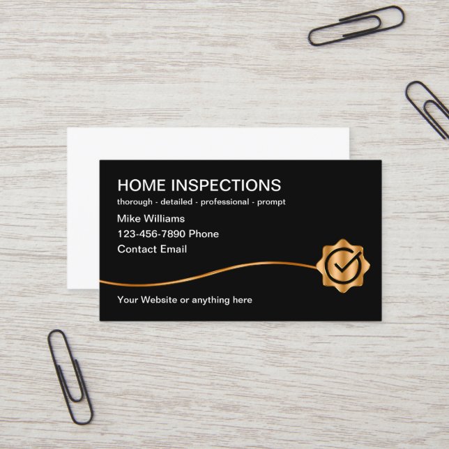 Classy Home Inspection Services Business Cards (Front/Back In Situ)