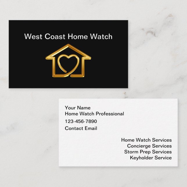 Classy Homewatch & Concierge Services Business Card (Front/Back)