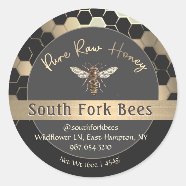 Classy Honey Label Honeycomb Queen Bee Gold (Front)