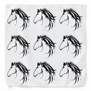 Classy Horse Head Logo Black & White Bandana