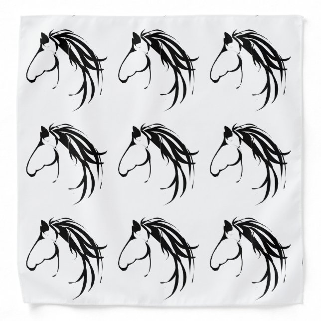 Classy Horse Head Logo Black & White Bandana (Front)