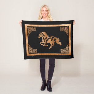 CLASSY HORSE WOOD SILHOUETTE FLEECE BLANKET