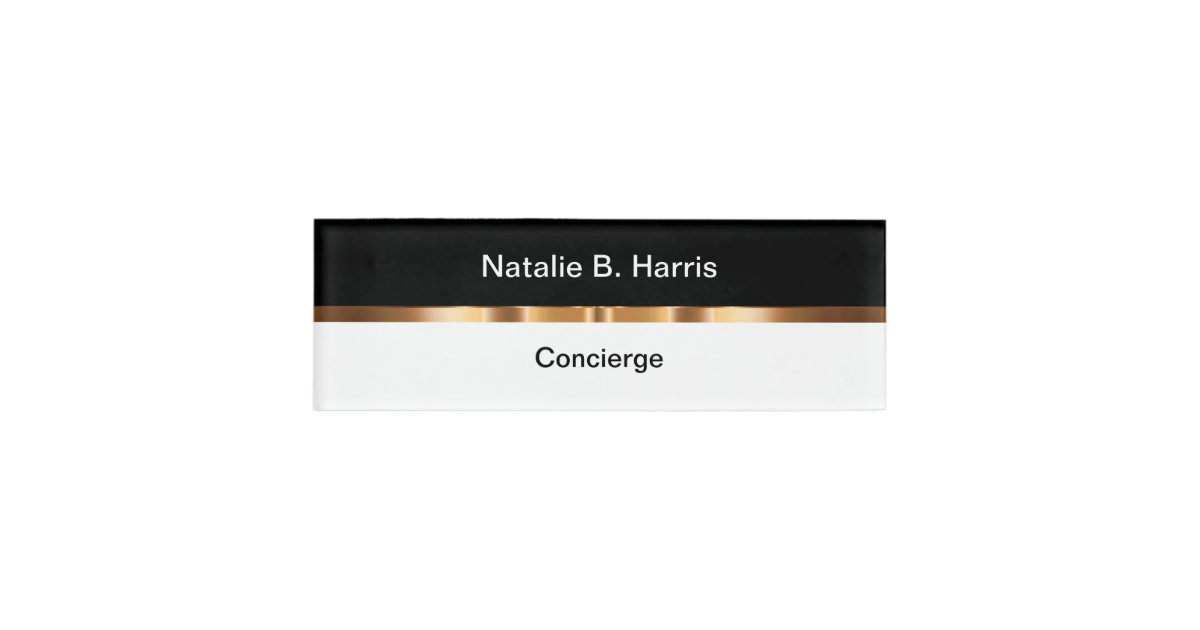 Classy Hospitality Industry Concierge Name Tag Zazzle