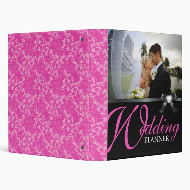 Classy Hot Pink and Black Wedding Photo Album Binder (Background)