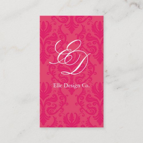 Classy Hot Pink Damask Business Card