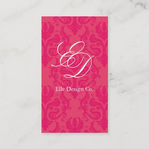Customizable Classy Hot Pink Damask Business Card