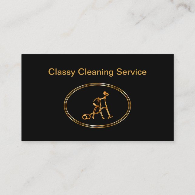 Classy House Cleaning Service Business Card (Front)