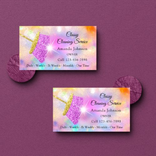 Classy House Cleaning Service Maid Holograph Business Card
