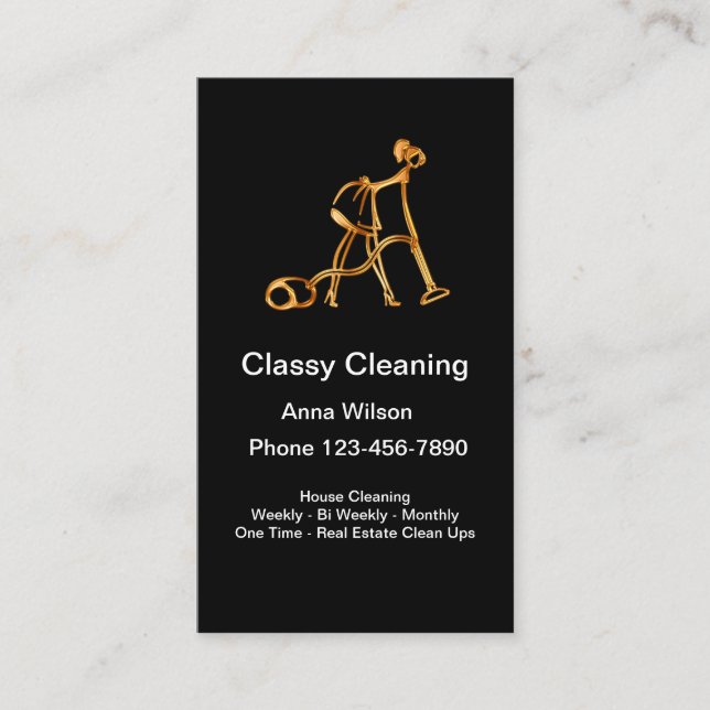 Classy House Cleaning Services Business Card (Front)